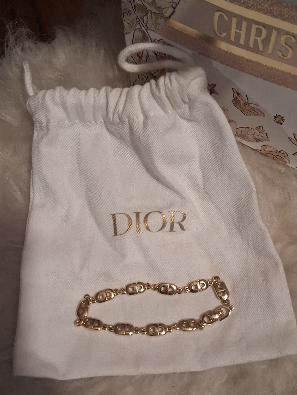 Authentic Christian Dior Vintage Gold Link Logo Bracelet Women’s Jewelry - Picture 7 of 9